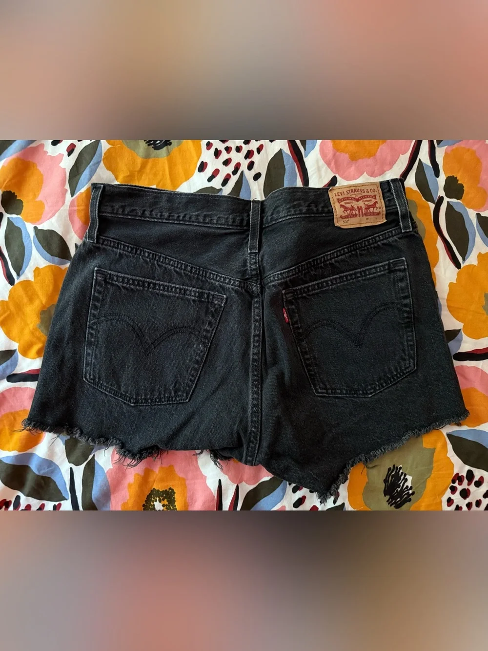 Levi's Black Distressed Denim Jean Shorts